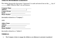 Sports Sponsorship Agreement Template