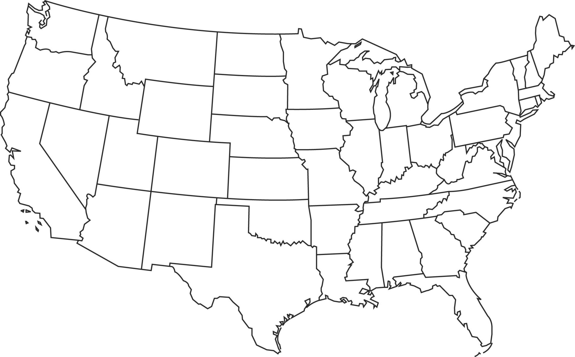 Blank Us Map Clipart - Clipart Suggest