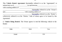 Vehicle Rental Agreement Template