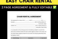 Table And Chair Rental Agreement Template