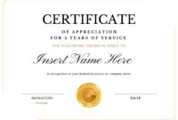 Certificate Of Recognition For Exemplary Service