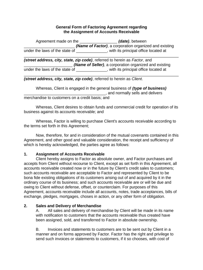 Factoring agreement example: Fill out & sign online  DocHub