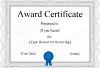 Award Certificate Templates For Word 2007