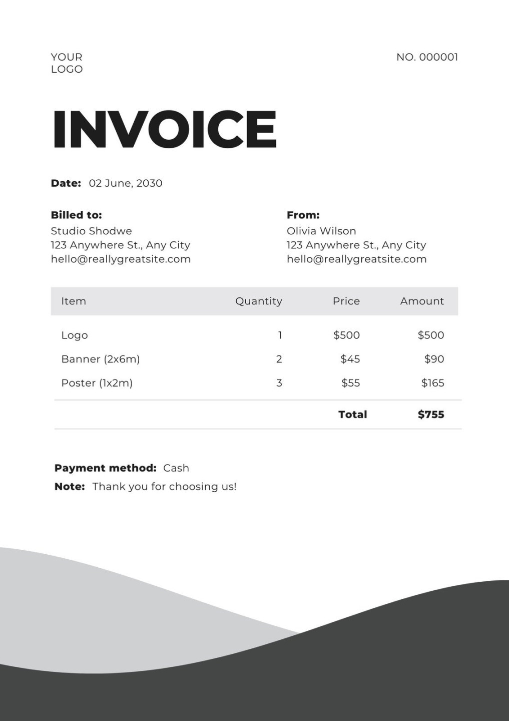 Free, printable, professional invoice templates to customize  Canva