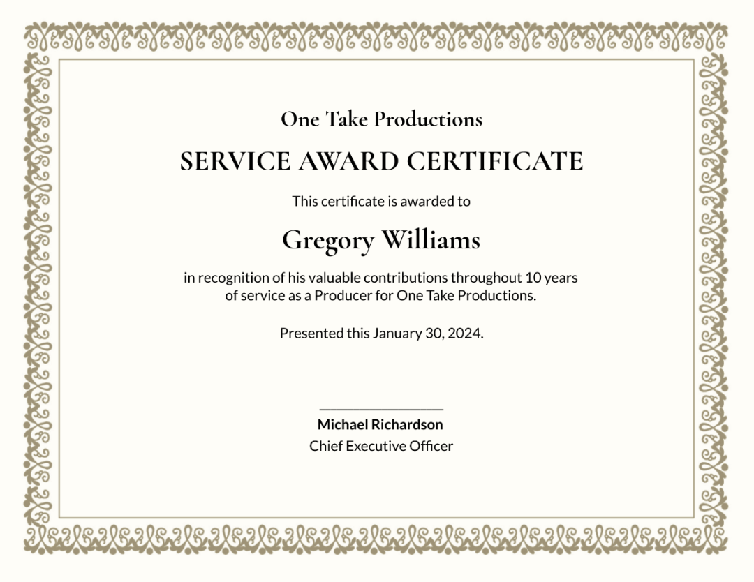 FREE Service Certificate Templates & Examples - Edit Online