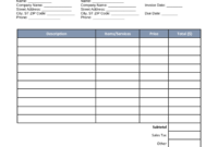 Invoice For Services Rendered Template