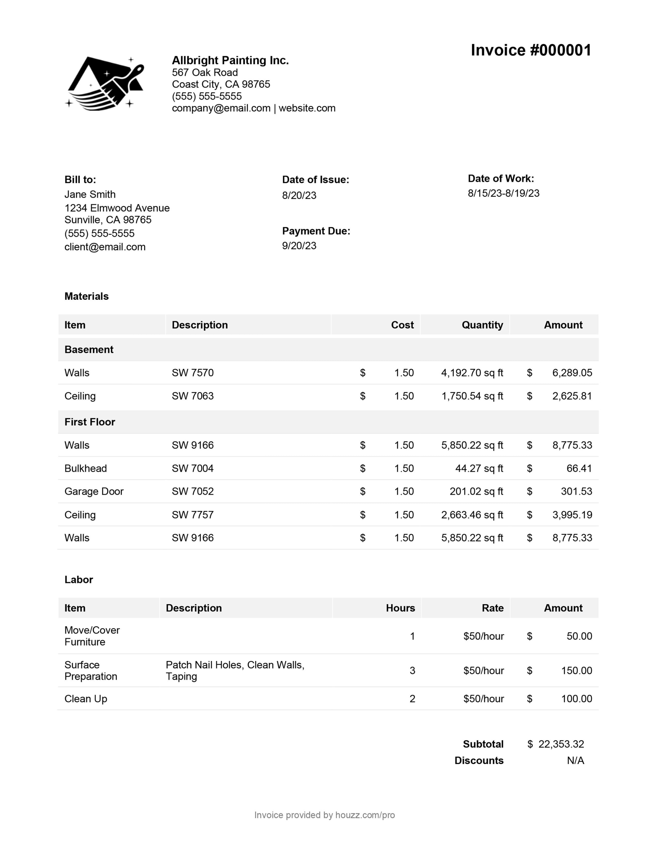 How to Write a Painting Invoice + Free Template  Houzz Pro