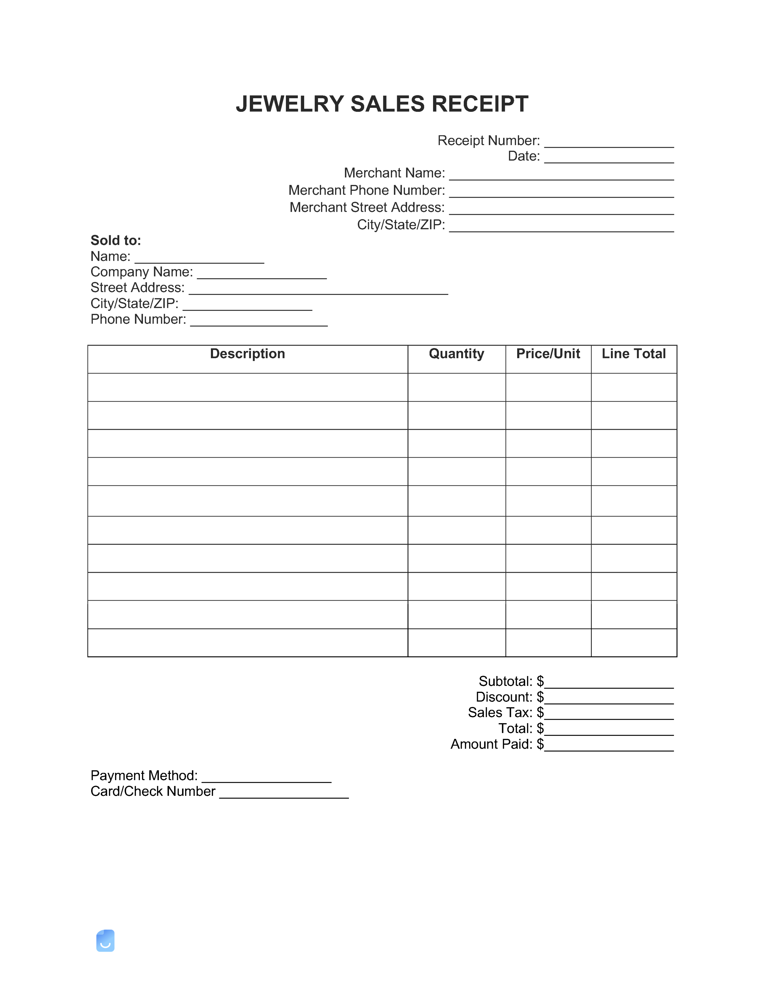 Jewelry Receipt Template  Invoice Maker