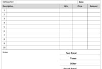 Blank Estimate Form Template