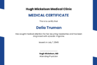 Template For A Simulated Medical Certificate