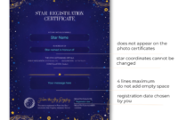 Star Naming Certificate Template: A Formal Guide