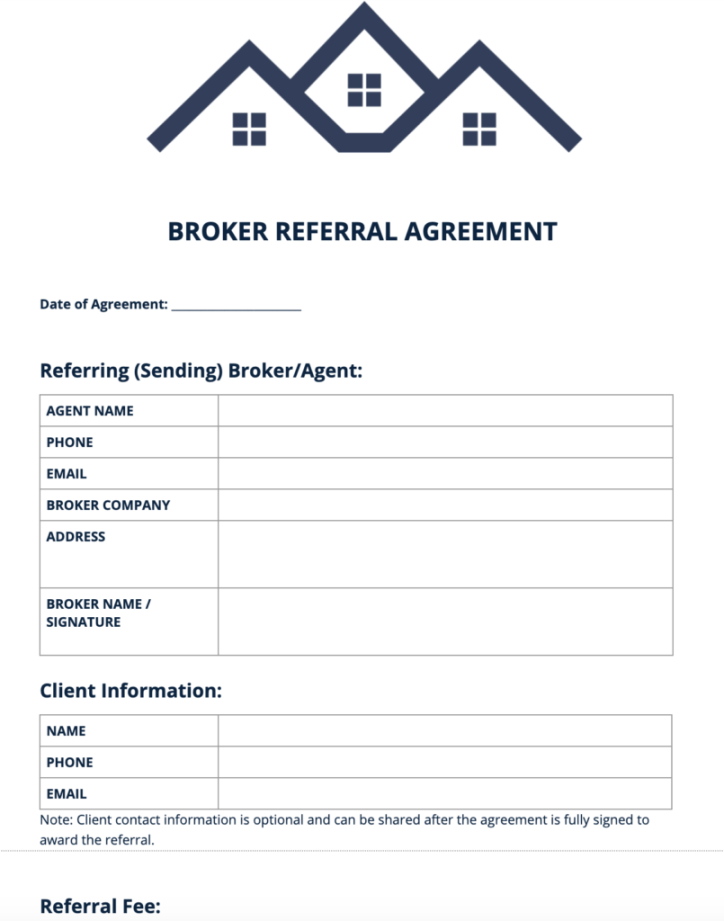 Real Estate Broker Agent Referral Forms Templates - Referrals Real Estate Broker Agent Referral Forms Templates - Referrals