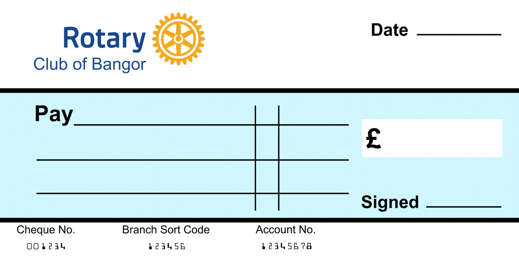 Rotary Club Various Sizes Inc Extra Large Giant BLANK Cheque Personalised  Bespoke Check Charity Presentation Fundraising Press Re Usable