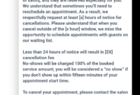 Salon Cancellation Policy Template