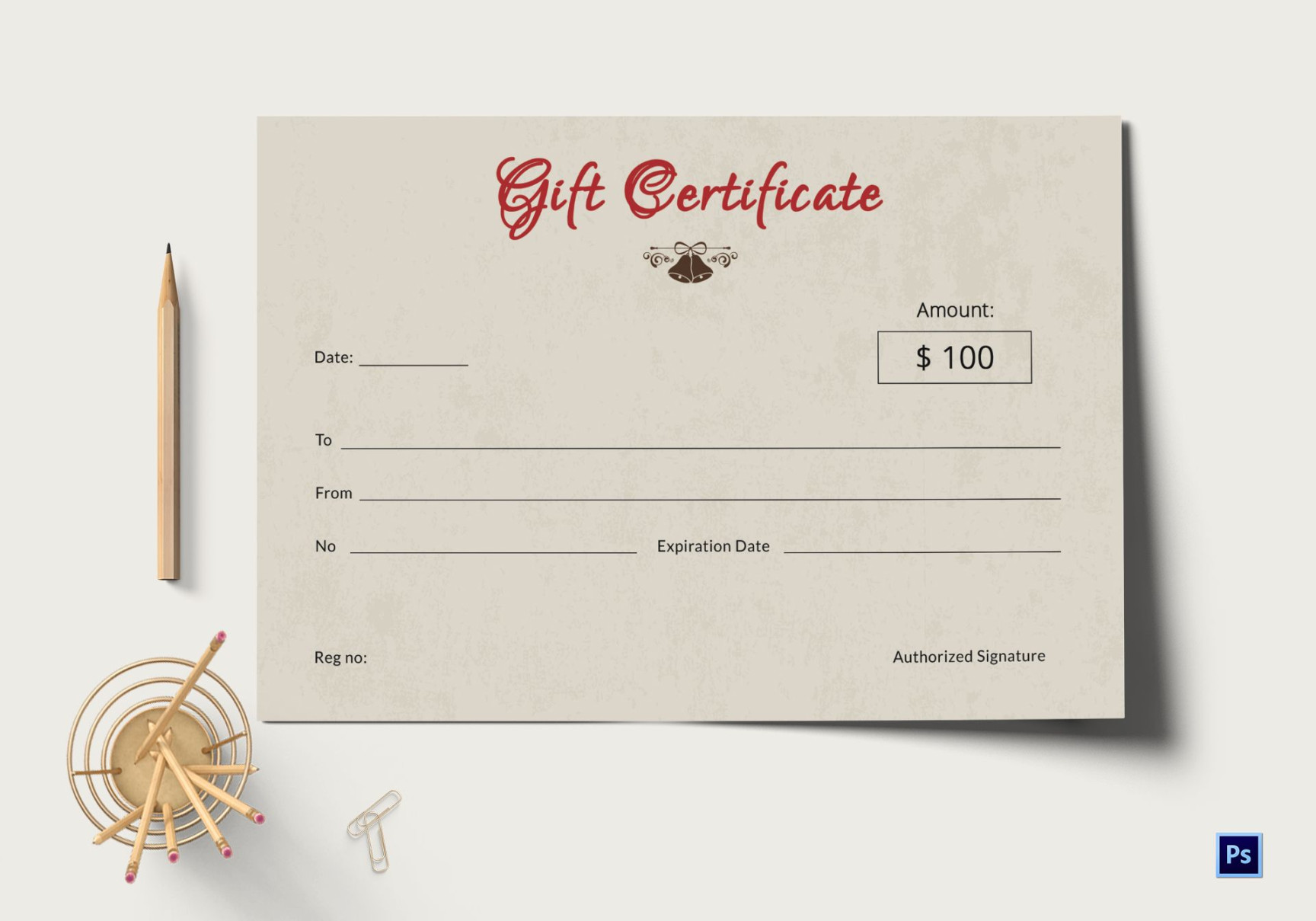 Simple Christmas Gift Certificate Template in Adobe Photoshop