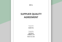 Supplier Quality Agreement Template