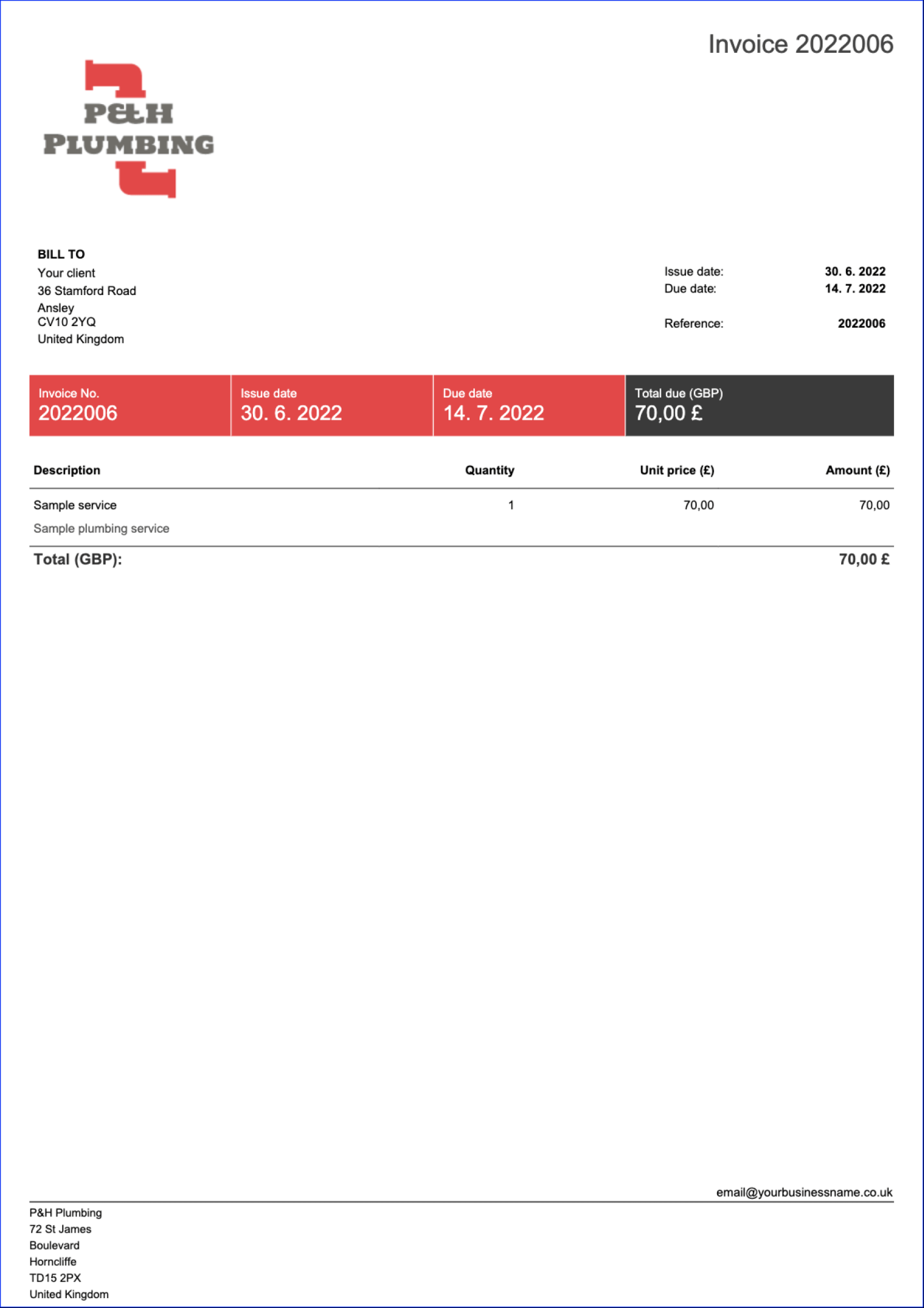 UK Invoice Template Made Easy - Free & Editable  Billdu