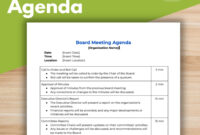 Board Of Directors Meeting Agenda Template