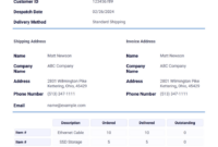 Standard Shipping Note Template