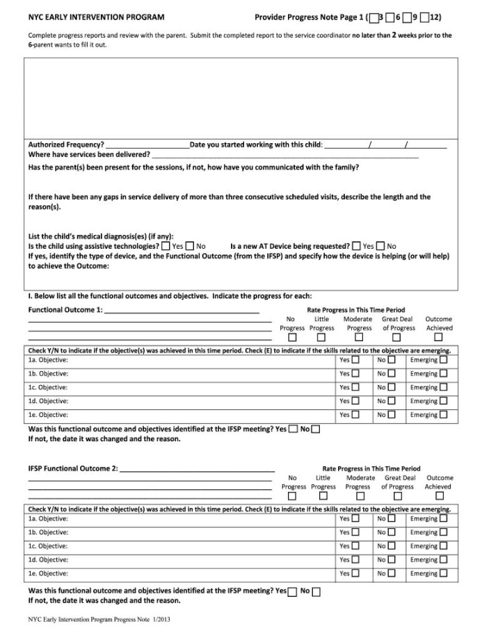 Early Intervention Progress Report – Fill Online, Printable inside