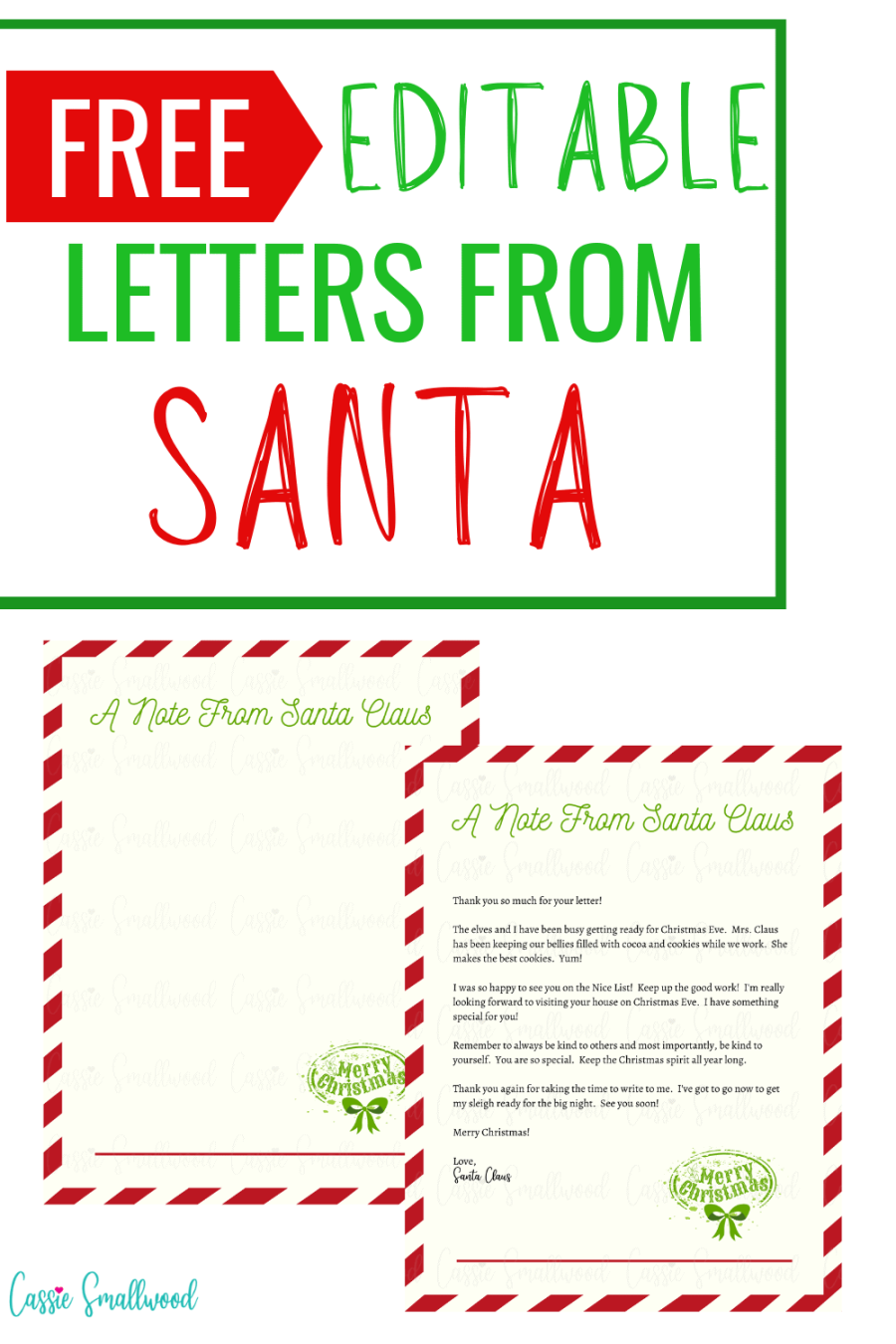 Free Editable Letter From Santa Template - Cassie Smallwood