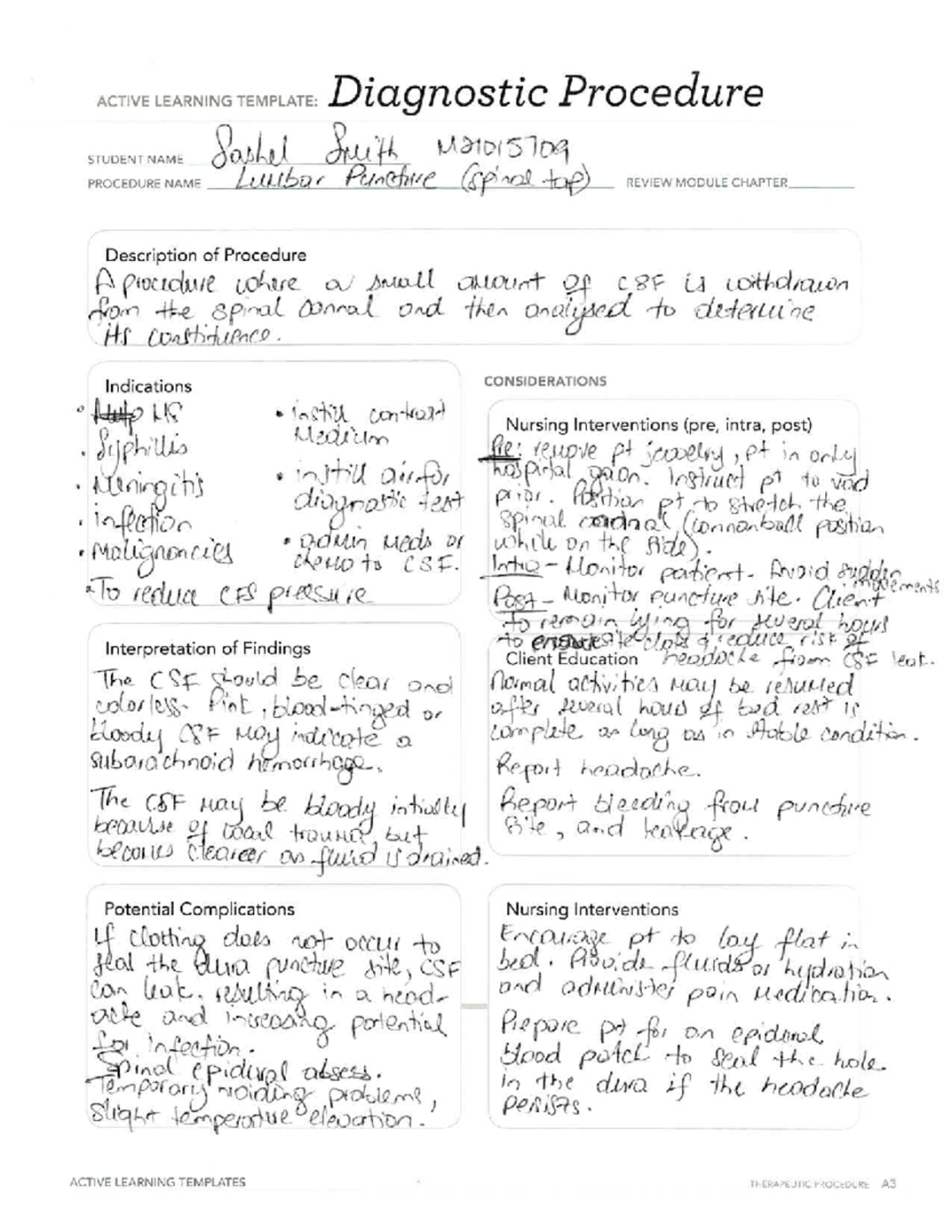 Lumbar Puncture Procedure Note Template