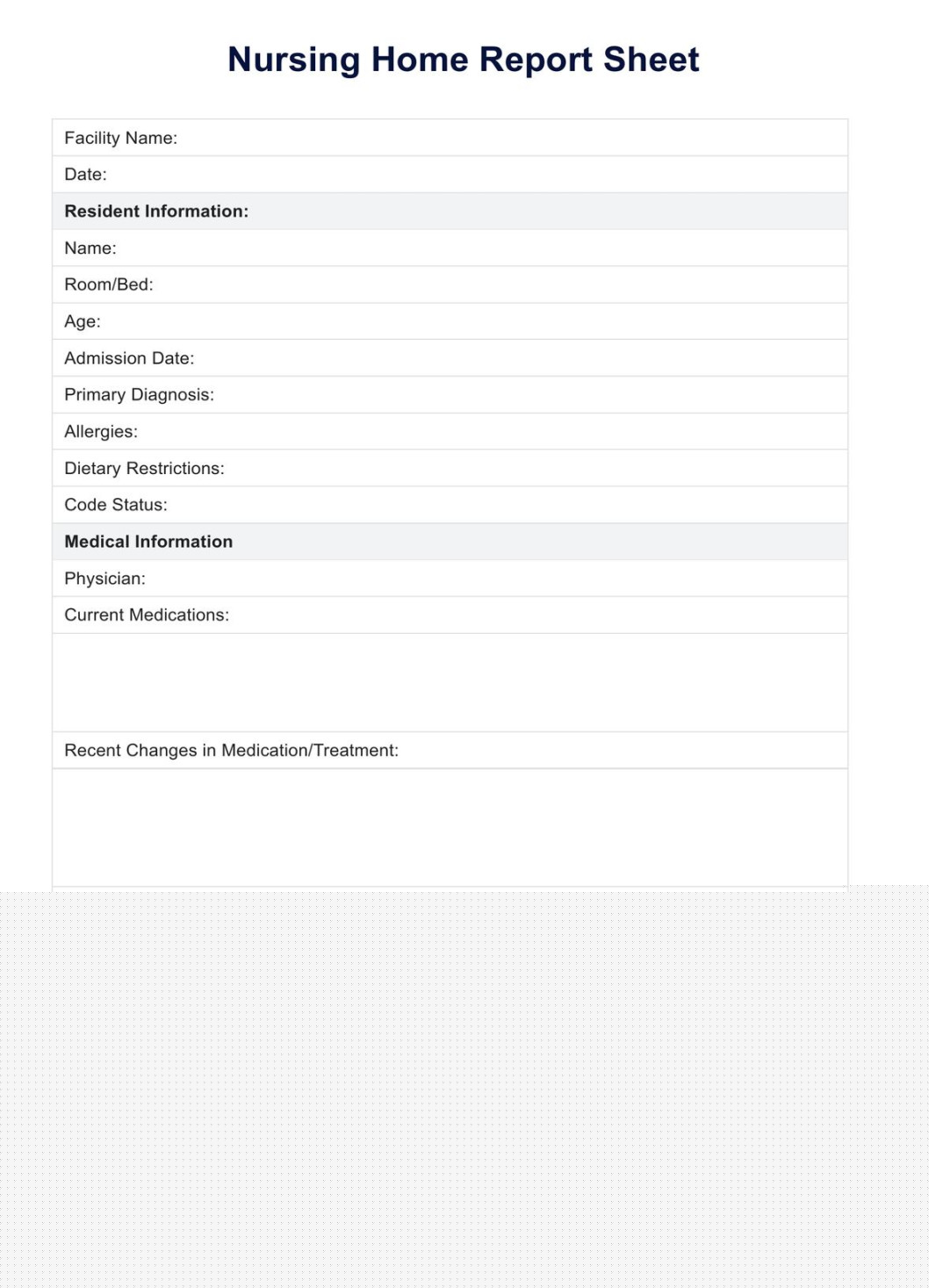 Nursing Home Report Sheet & Example  Free PDF Download