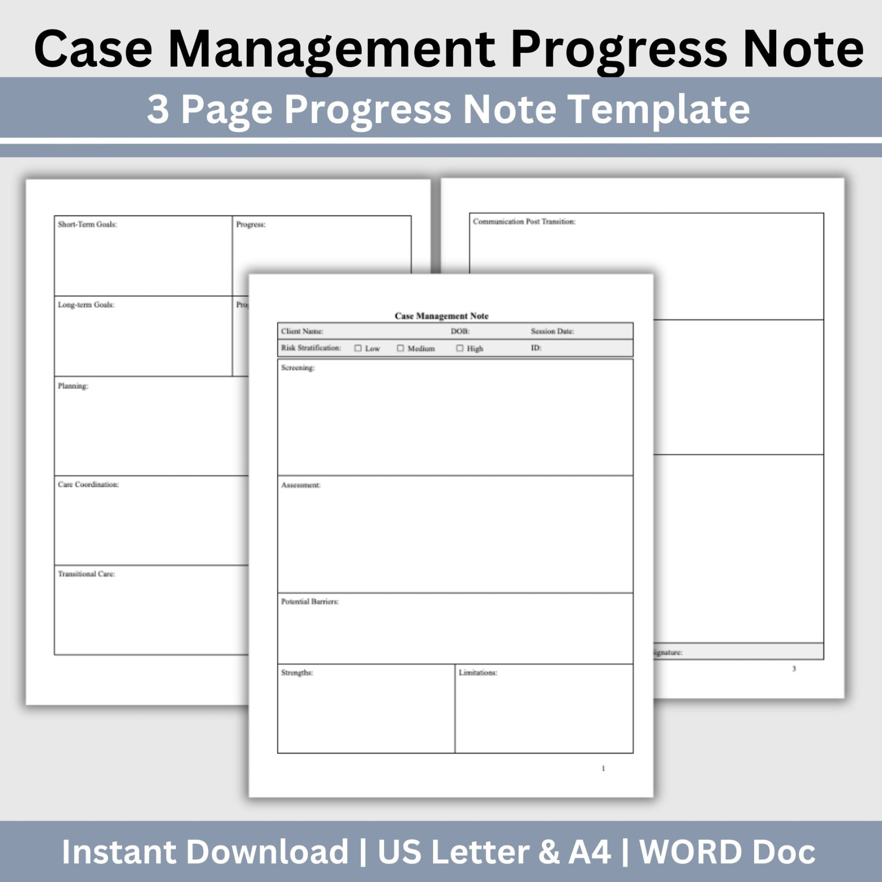 Social Worker Case Management Progress Note Template