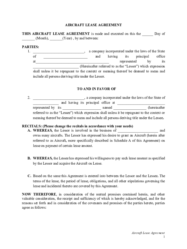 aircraft-dry-lease-agreement-template