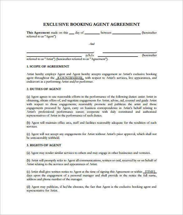 booking-agent-contract-agreement