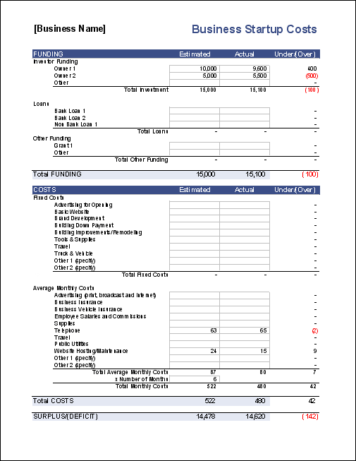business-start-up-cost-calculation-worksheet-template