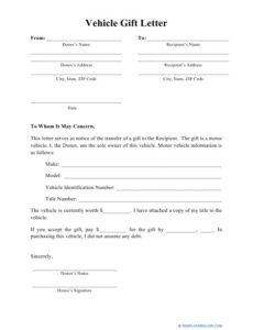 car-gift-letter-template