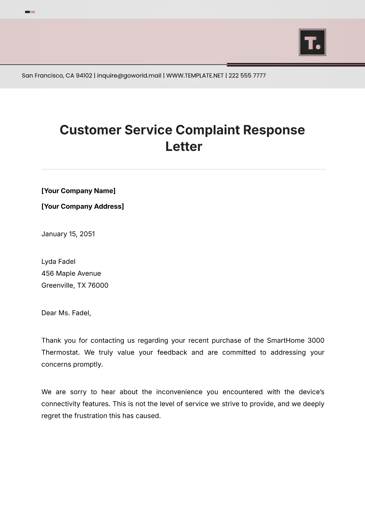 customer-service-complaint-response-letter-template
