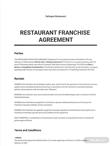 franchise-agreement-sample-for-restaurant