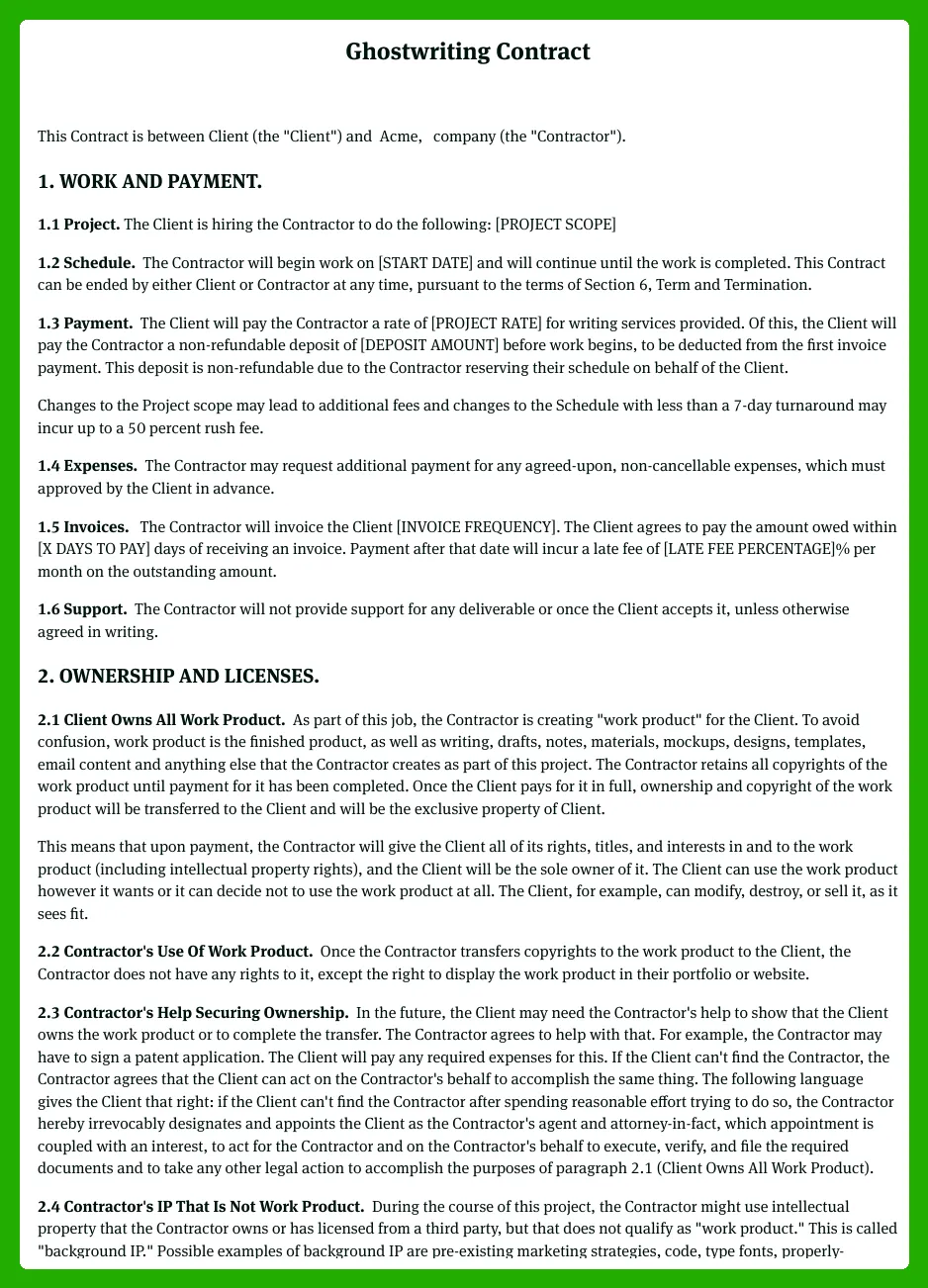 ghostwriter-agreement-contract