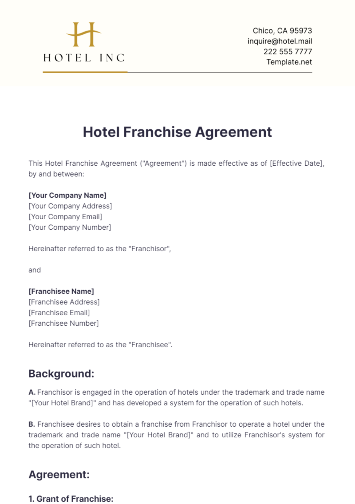hotel-franchise-agreement-sample