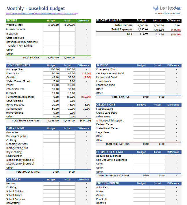 household-budget-template