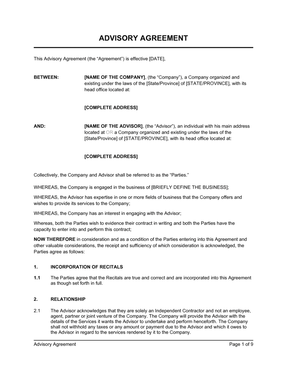 investment-advisory-agreement-template
