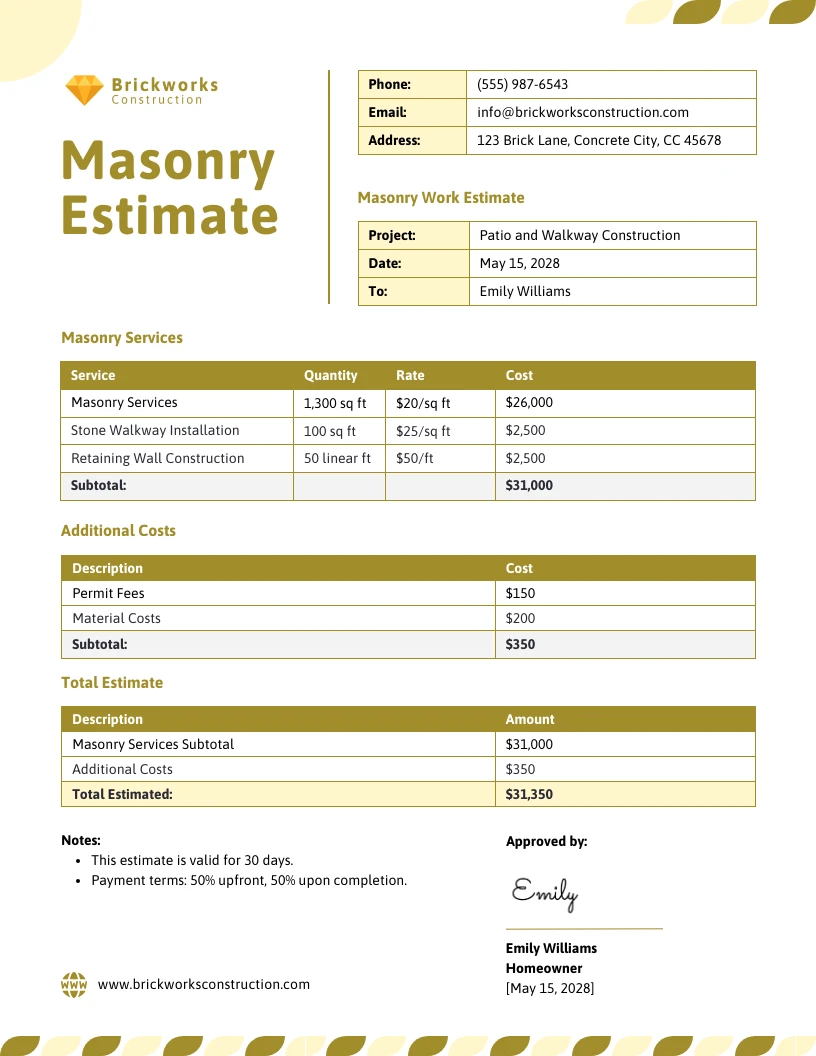 masonry-estimate-template