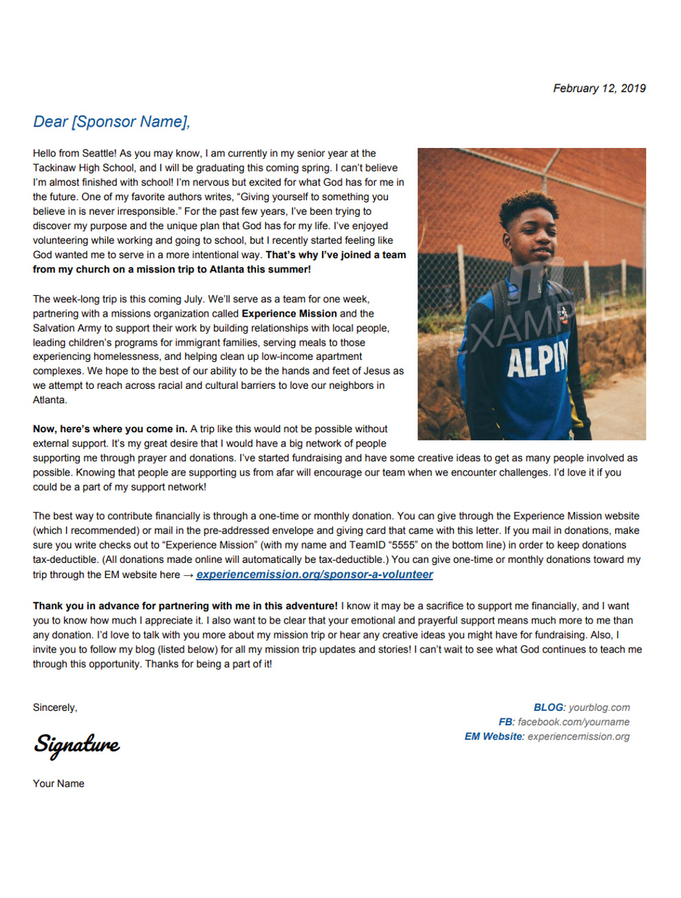 missionary-support-letter-template