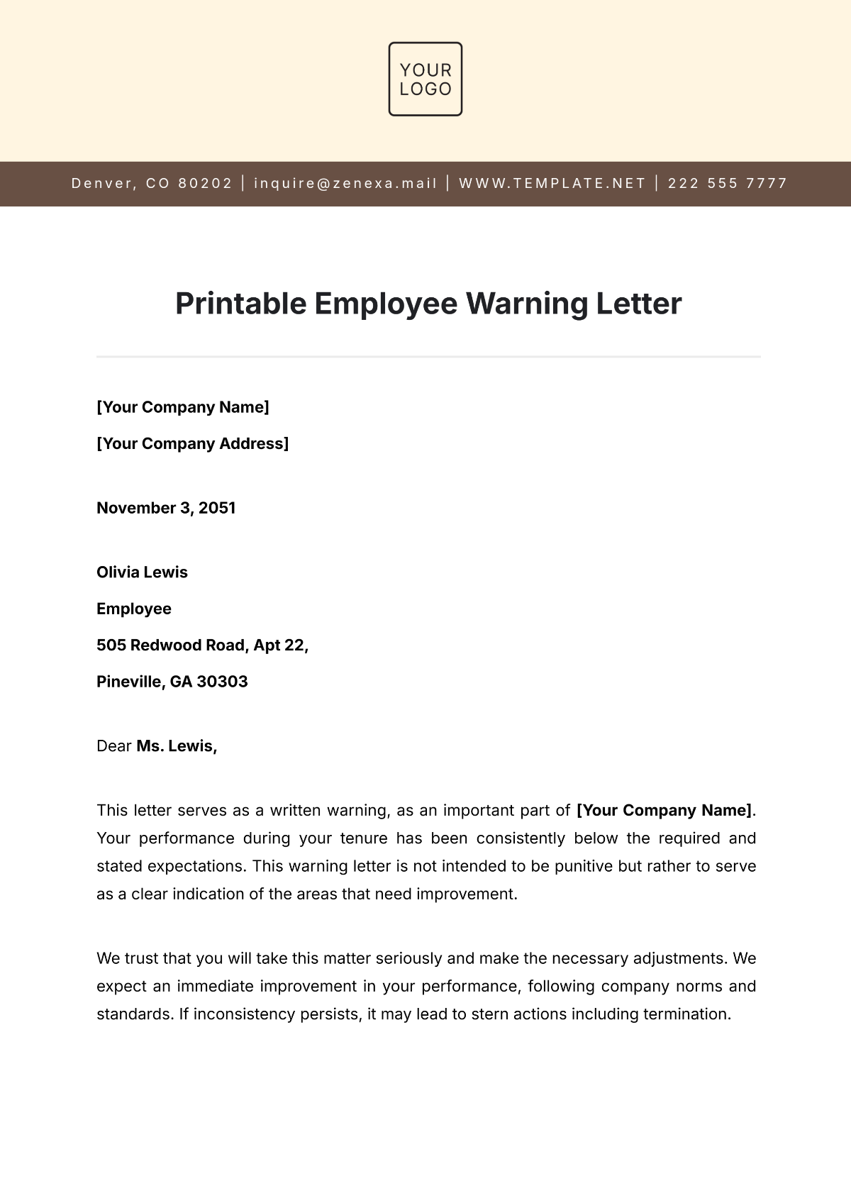 official-warning-letter-template