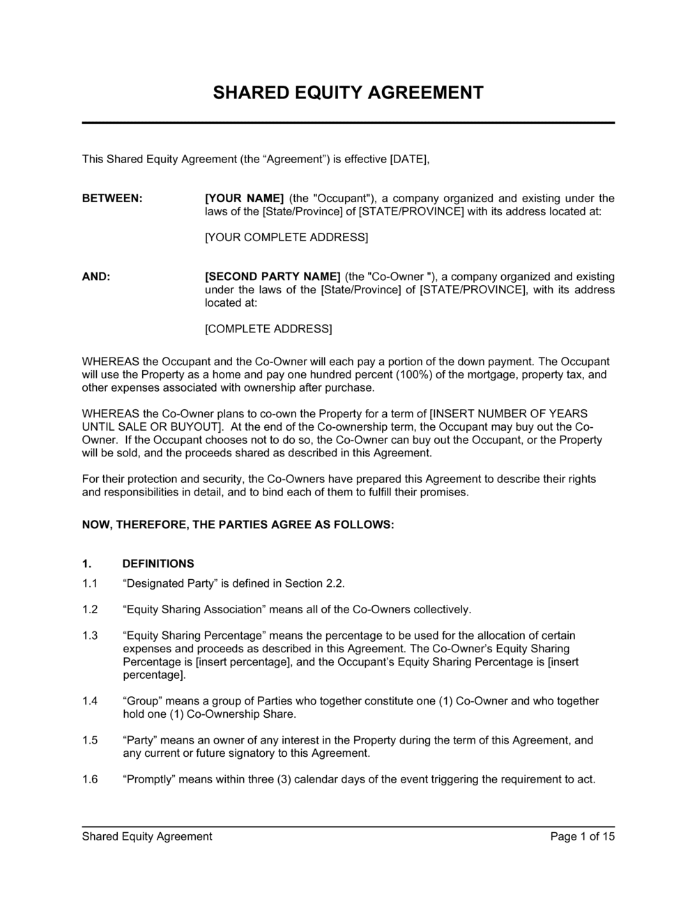 shared-equity-agreement-template