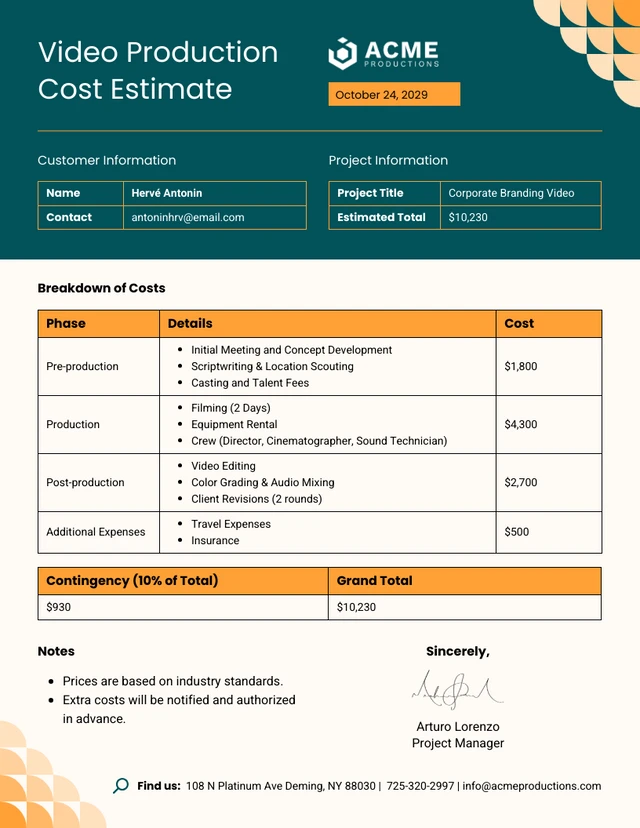 video-production-cost-estimate-template